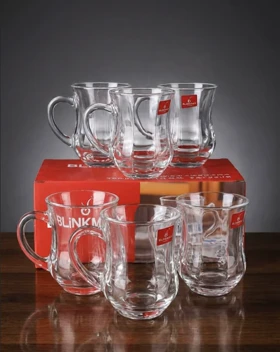 لیوان 6 عددی چای خوری کمر باریک شفاف کوتاه