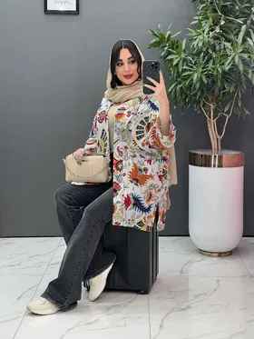 مانتو طرح دار کوک دوزی بغل پاگن