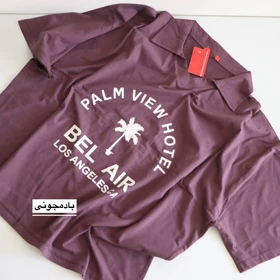 تیشرت یقه‌دار لانگ Bel Air کد 6087 (بادمجونی)
