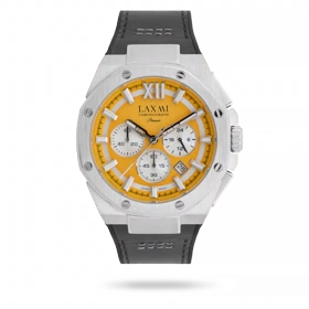 ساعت مچی مردانه لاکسمی بند چرم نقره ای کد Laxmi 8906/4