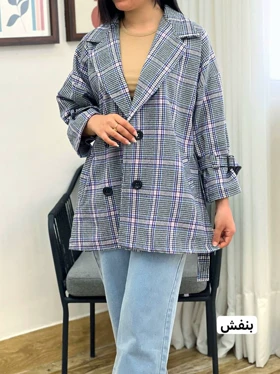 کت پشمی چهارخونه کد 3438