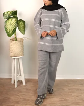 ست بلوز شلوار قواره دار بافت زنانه 0642