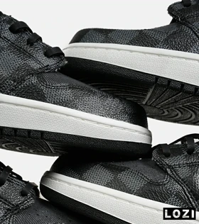 کفش کتانی مردانه و زنانه طوسی مشکی NIKE jordan 1 x LOUIS VUITTON مدل 6931