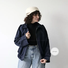 بامبر جکت زنانه مدل وانیل (سورمه ای)