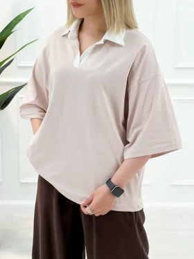 تیشرت یقه دار دخترانه تمنا - کالباسی