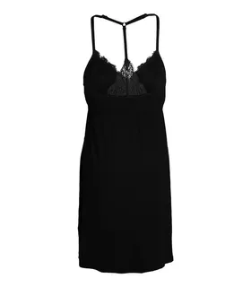 پیراهن بندی مودال و دانتل Neev نیو کد 4104 مشکی Black