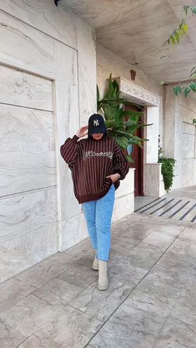 بافت راه راه ترک قهوه ای طرح رستا