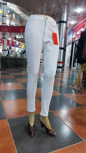 شلوار زنانه لی جذب سفید قد نود