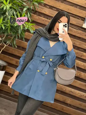 بارانی چهاردکمه یقه پهن