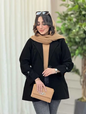 مانتو تک دکمه کمرگت دو جیب