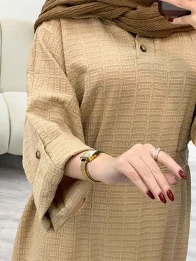 پیراهن بلند دو دکمه آستین پاگن