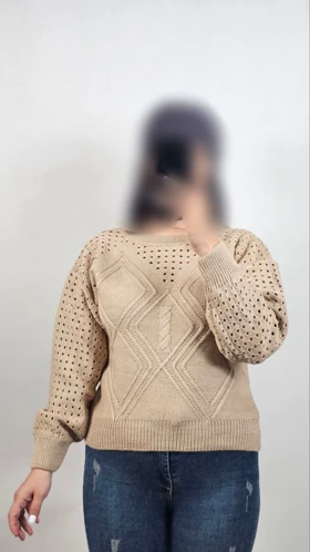 بلوز بافت کراپ زنانه زنبوری ژور وسط لوزی
