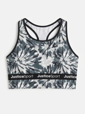 نیم‌تنه ورزشی دخترانه Justice Sport مدل Tie-Dye رنگ زغالی