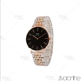 ساعت دنیل ولینگتون مردانه رزگلد نقره ای صفحه مشکی خطی 104429