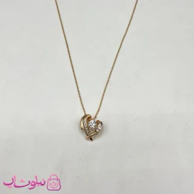 گردنبند زنانه ژوپینگ طرح نگین سفید داخل قلب کد 2813