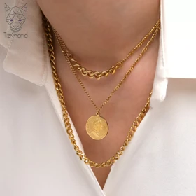 گردنبند 3 لاین الیزابت گلد استیل