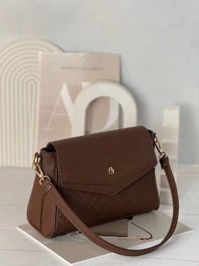 کیف دوشی زنانه الفا ALFA کد 7039 (قهوه ای تیره)