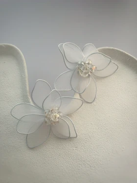 گوشواره گل پارچه ای