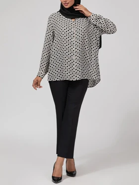 تونیک زنانه کرپ یقه مردانه 50105