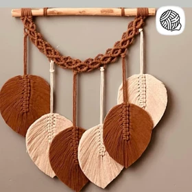 دیوار کوب مکرومه بافی مدل 6 برگ (طول 50cm)