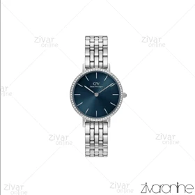 ساعت دنیل ولینگتون زنانه نقره ای صفحه سرمه ای دور نگین 105417