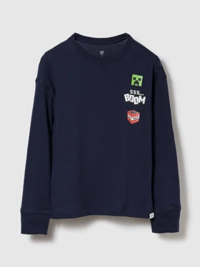 بلوز آستین بلند سرمه ای طرح ماینکرافت