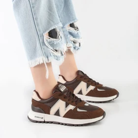 کفش و کتانی زنانه و دخترانه مدل نیوبالانس NEWBALANCE رنگ قهوه ای کرم کد M671