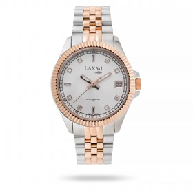 ساعت مچی زنانه لاکسمی بند استیل دو رنگ رزگلد نقره ای کد Laxmi 8506/42