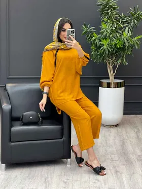 ست مانتو و شلوار بابوس نوار دوزی