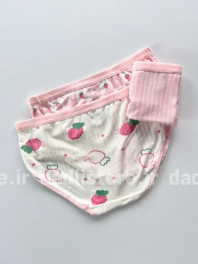 شورت اسلیپ نخ پنبه عروسکی طرح خرس و توت فرنگی