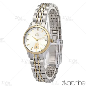 ساعت داتیس زنانه طلایی نقره ای صفحه سفید ایندکس خطی 106940