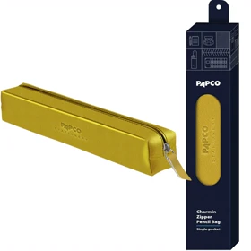 جامدادی پاپکو PAPCO مدل ZPC-33 طرح چرم تک زیپ (زرد)