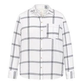 شومیز نخی سفید چهارخانه وارداتی برند H&M اورجینال سایز 36 تا 38 کد 3364