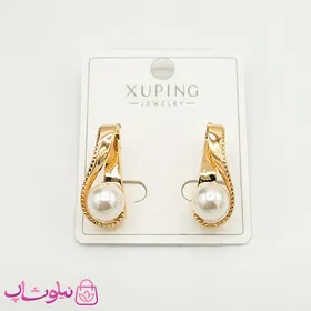 گوشواره زنانه ژوپینگ مدل طلایی مرواریدی