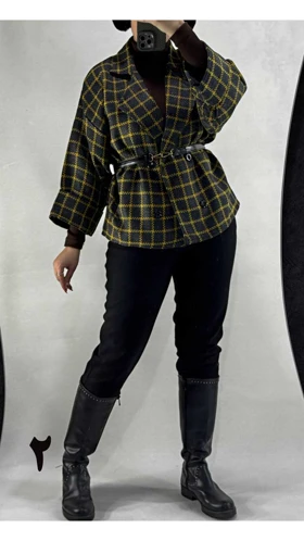 کت باکسی چهارخونه زنانه 66470