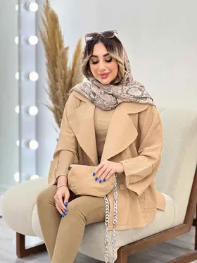 مانتو تک دکمه دو جیب کیف دار