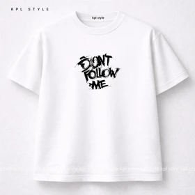 تیشرت باکسی 100٪ پنبه طرح دنبالم نکن | تنفس‌پذیر | کد 1429