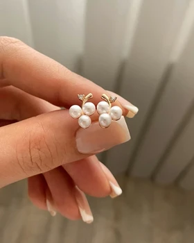 گوشواره میخی مرواریدی خوشه ژوپینگ