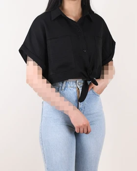 شومیز رنگی جلو گره‌ای
