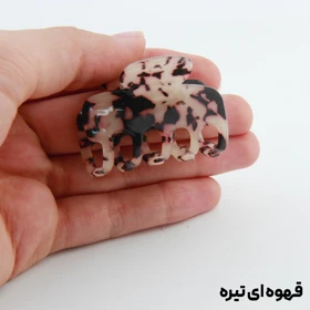 کلیپس دخترانه مدل بند انگشتی طرح خرچنگی خال‌خالی (قهوه ای تیره)