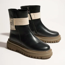 نیم بوت چرم زنانه مشکی مدل stormy