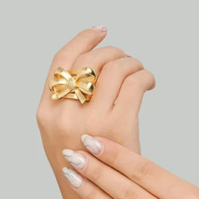 انگشتر پاپیون ترند ، درشت ، فری سایز ، جنس رادیوم