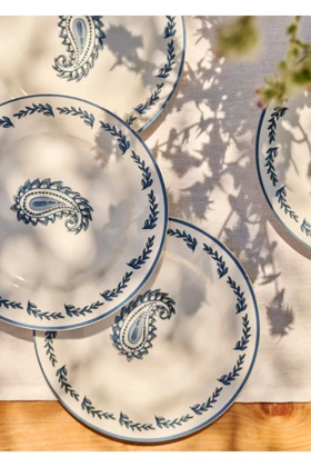 بشقاب کیک 6 تکه Bella Maison مدل Paisley چینی - آبی