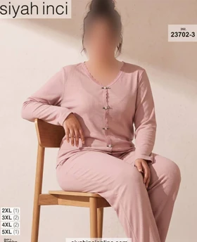 بلوز و شلوار بیگ سایز siyah inci کد 3-23703