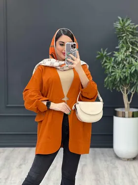 مانتو لینن سر آستین چاک دو جیب