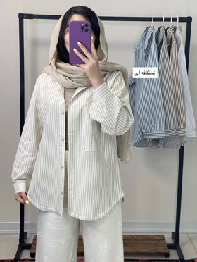 پیراهن دکمه دار یقه مردانه نخی