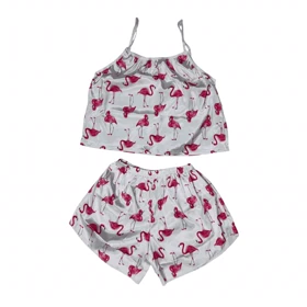 ست تاپ و شلوارک طرح فلامینگو 195