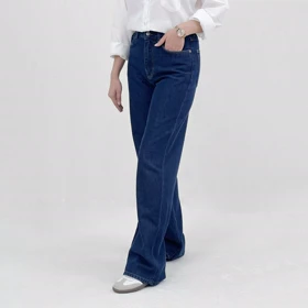 شلوار جین نیم بگ آبی تیره