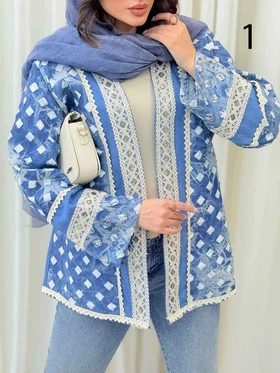 مانتو جین طرح دار نواردوزی