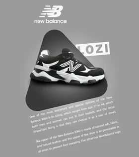 کفش کتانی مردانه و زنانه مشکی سفید NEW BALANCE 9060